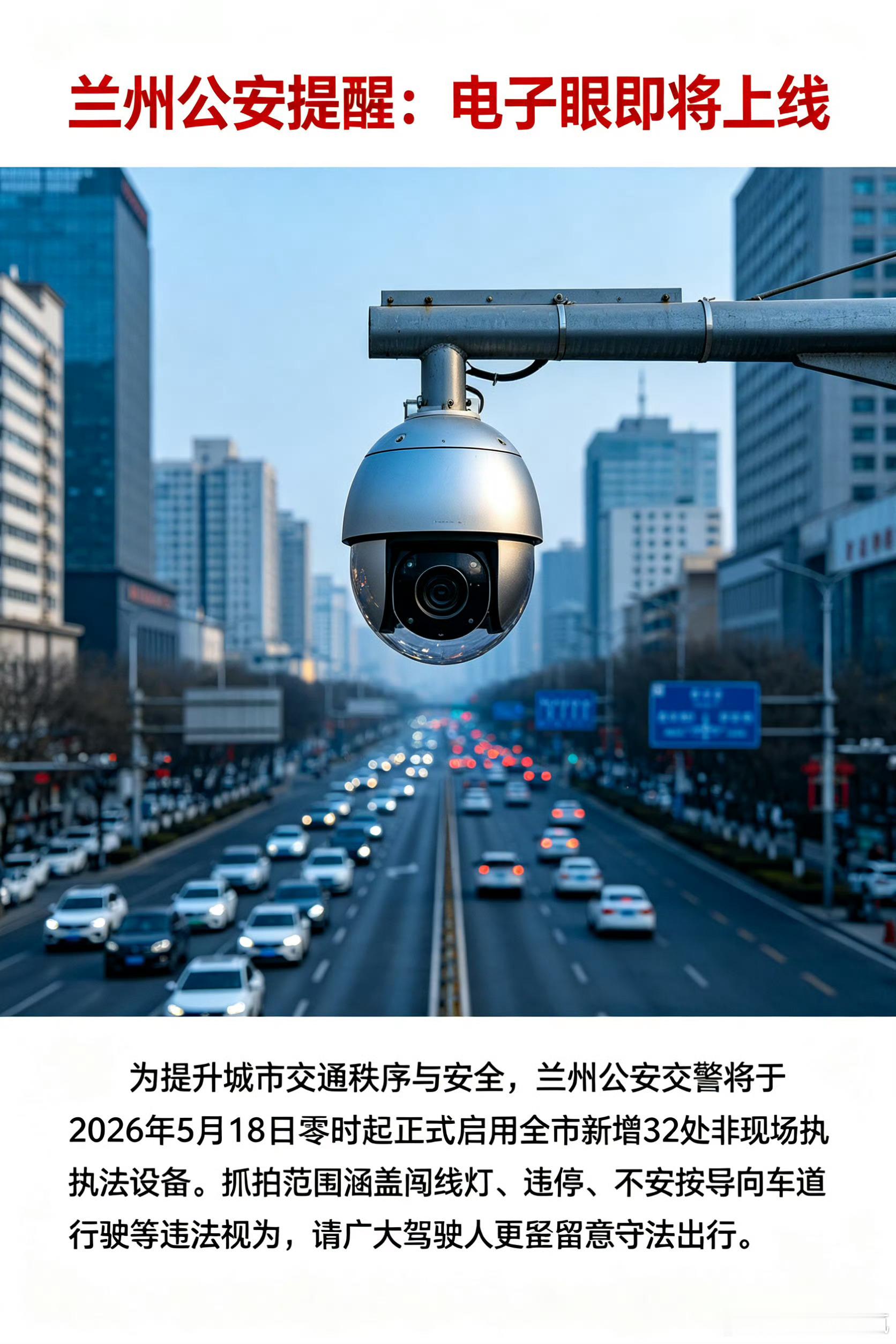 兰州公安启用32处电子眼 兰州公安守护金城平安 【32处新“电子警察”位置公布】