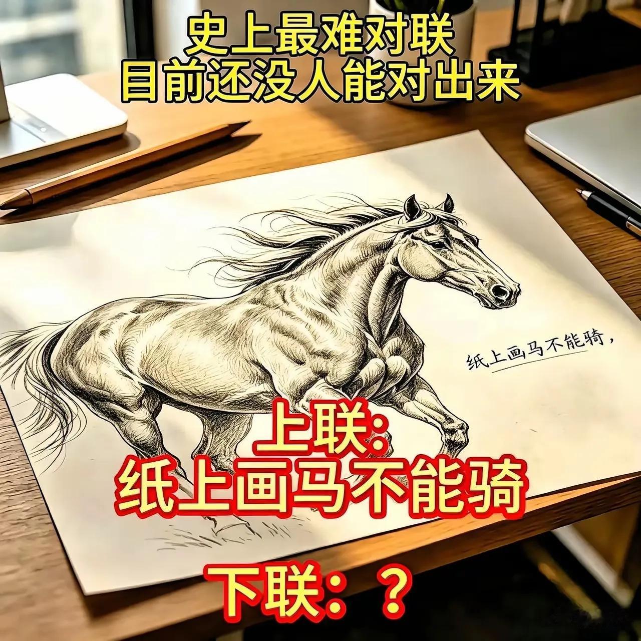 上联：水中捞月皆是梦
下联：纸上画马不能骑