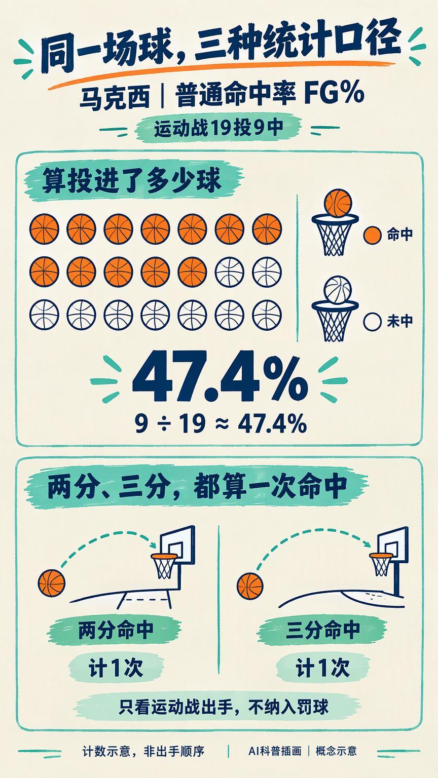同一场球三个命中率：马克西的47.4%、52.6%和61.0%分别在算什么？北京