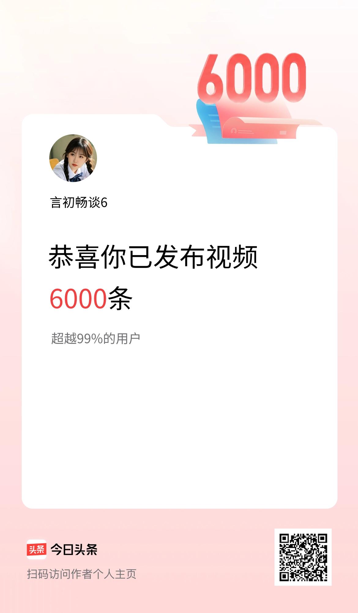 我在头条累计视频投稿6000个