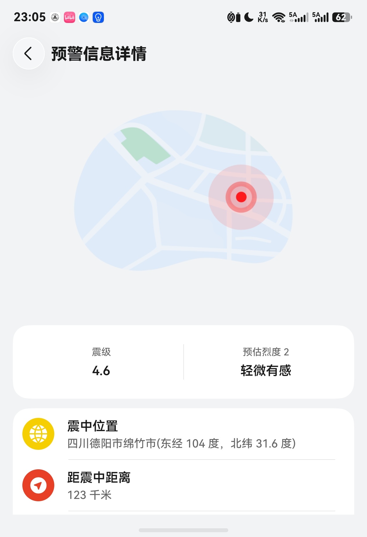 又地震了，德阳绵竹 震感比前几天那次弱一些。崽儿毫无影响，老丈人在客厅刷短视频哈
