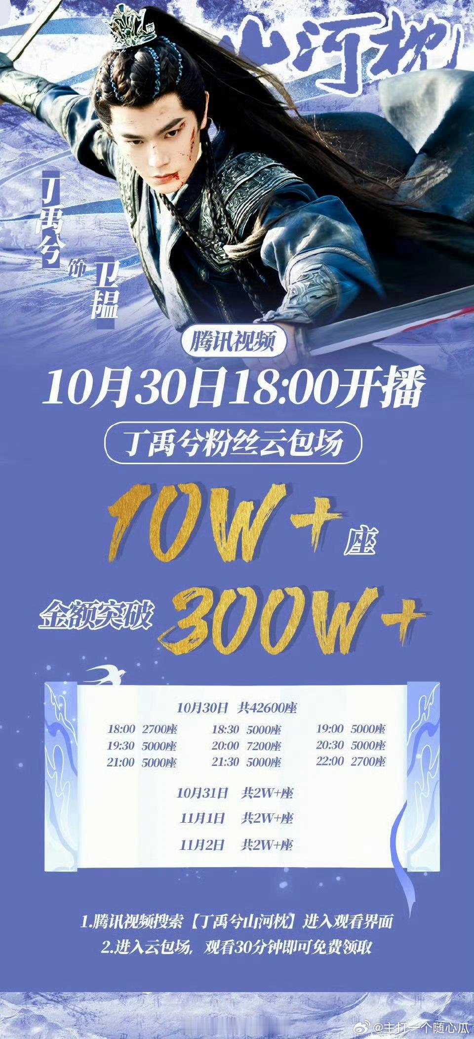 丁禹兮家山河枕云包场具体时间出来了，宋茜家也不少！ ​​​