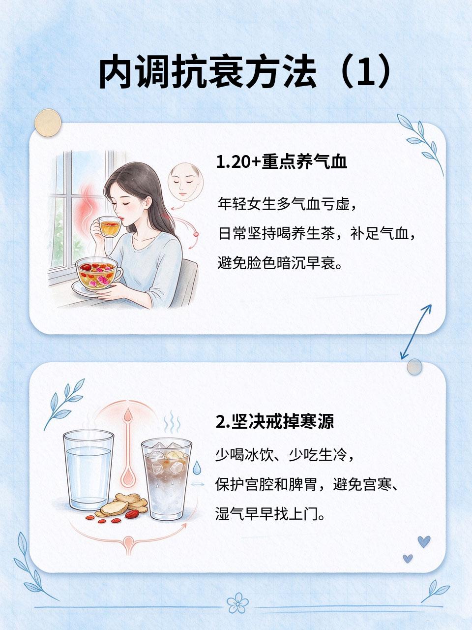 养生不是中年专属！20+女生趁早内调抗衰
很多20+女生觉得养生太早，肆意熬夜、