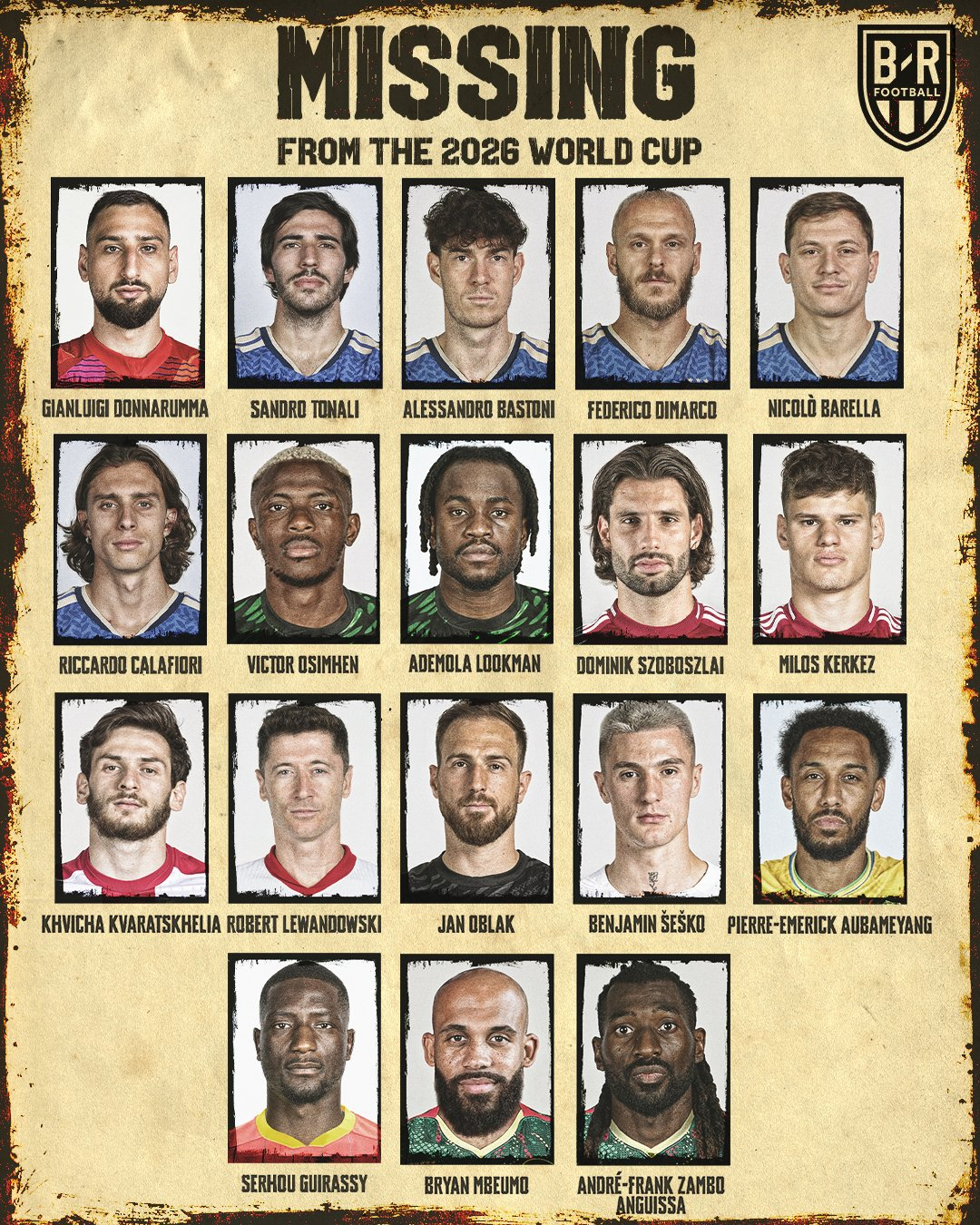 今年夏天，有些球星无法参加世界杯。 