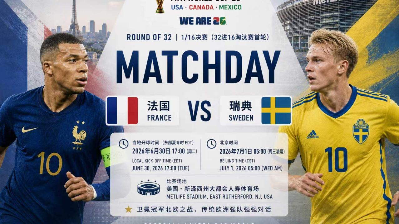 2026美加墨世界杯-1/16决赛，7月1日赛程

日期：7月1日(星期三)
0