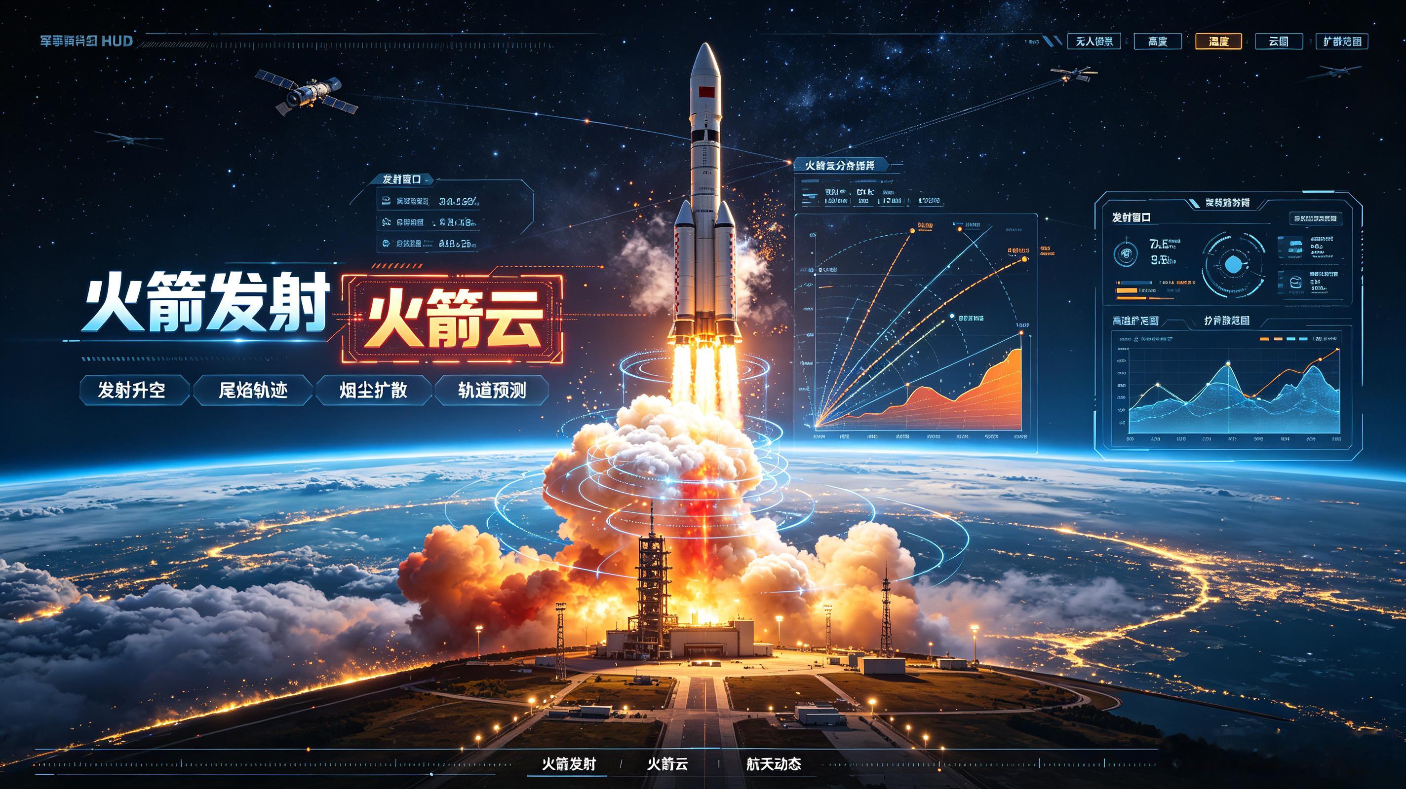 火箭发射火箭云 一枚火箭升空，最震撼的不只是点火瞬间，还有那条刺破云层的尾焰，以
