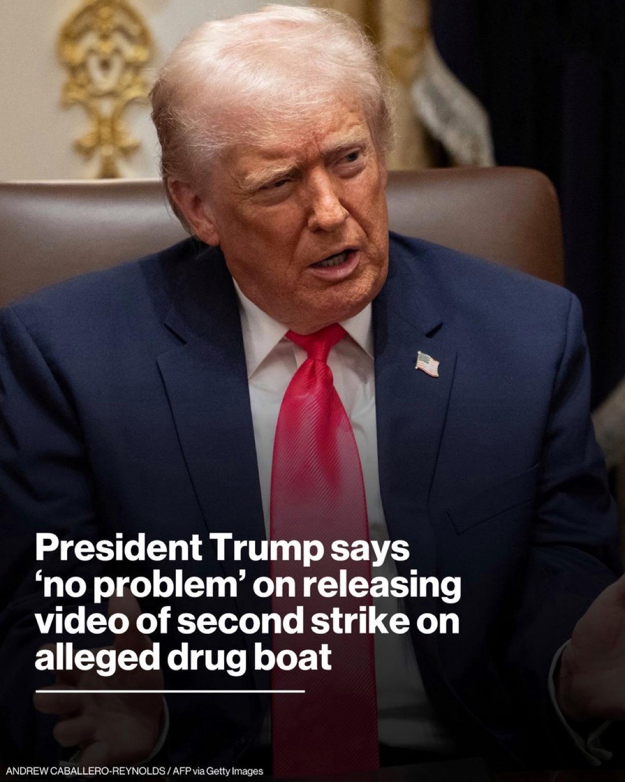 特朗普周三表示，他将公布政府掌握的9月2日加勒比海袭击一艘疑似运毒船只的视频片段