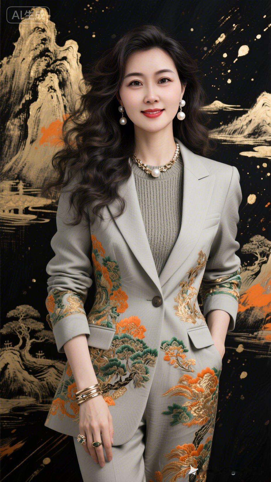 这姑娘穿得真漂亮，背景好酷！