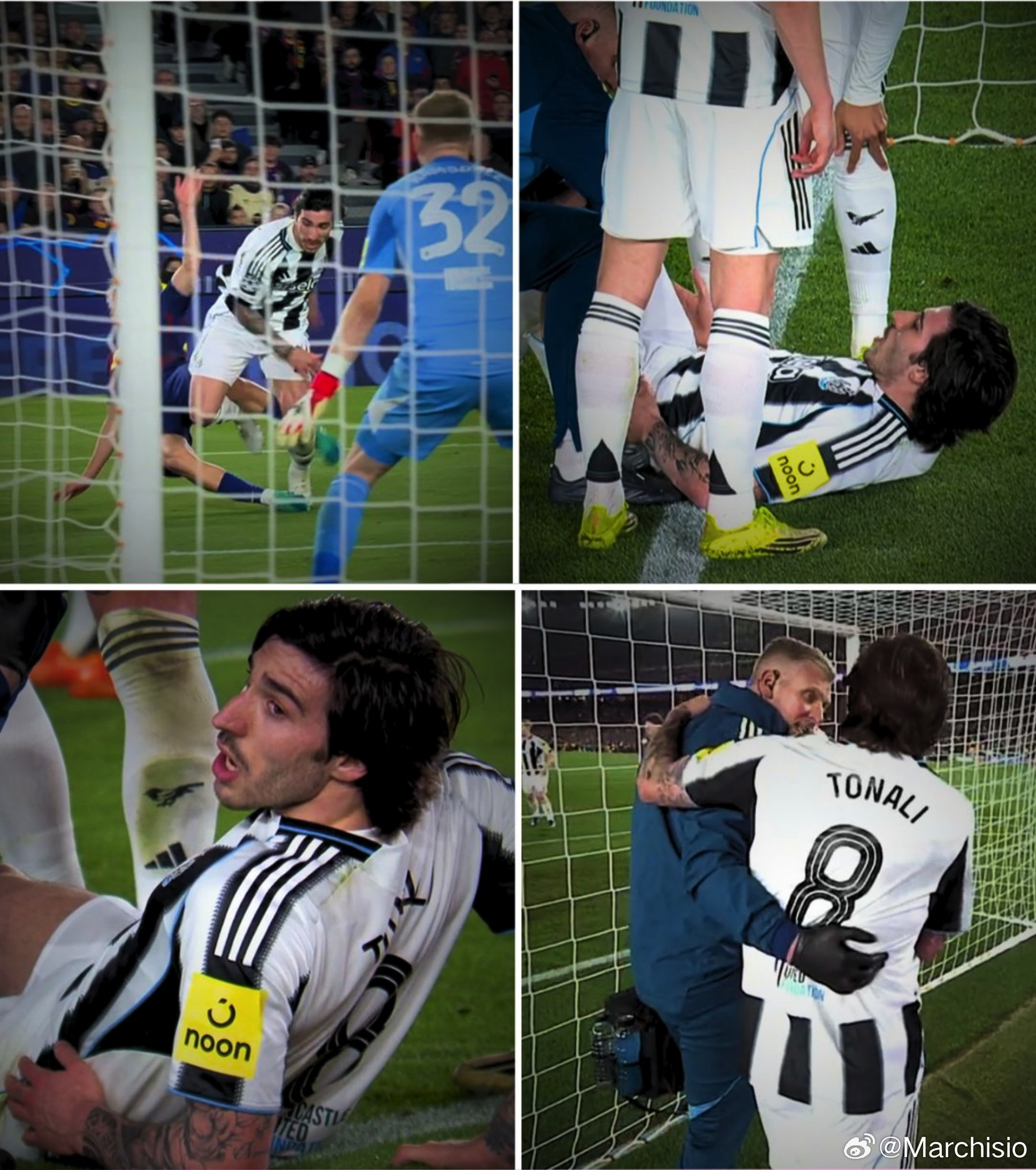 “给我擦皮鞋”！昨天晚上巴萨大胜纽卡斯尔联的比赛中，意大利赌神托纳利因为肌肉问题