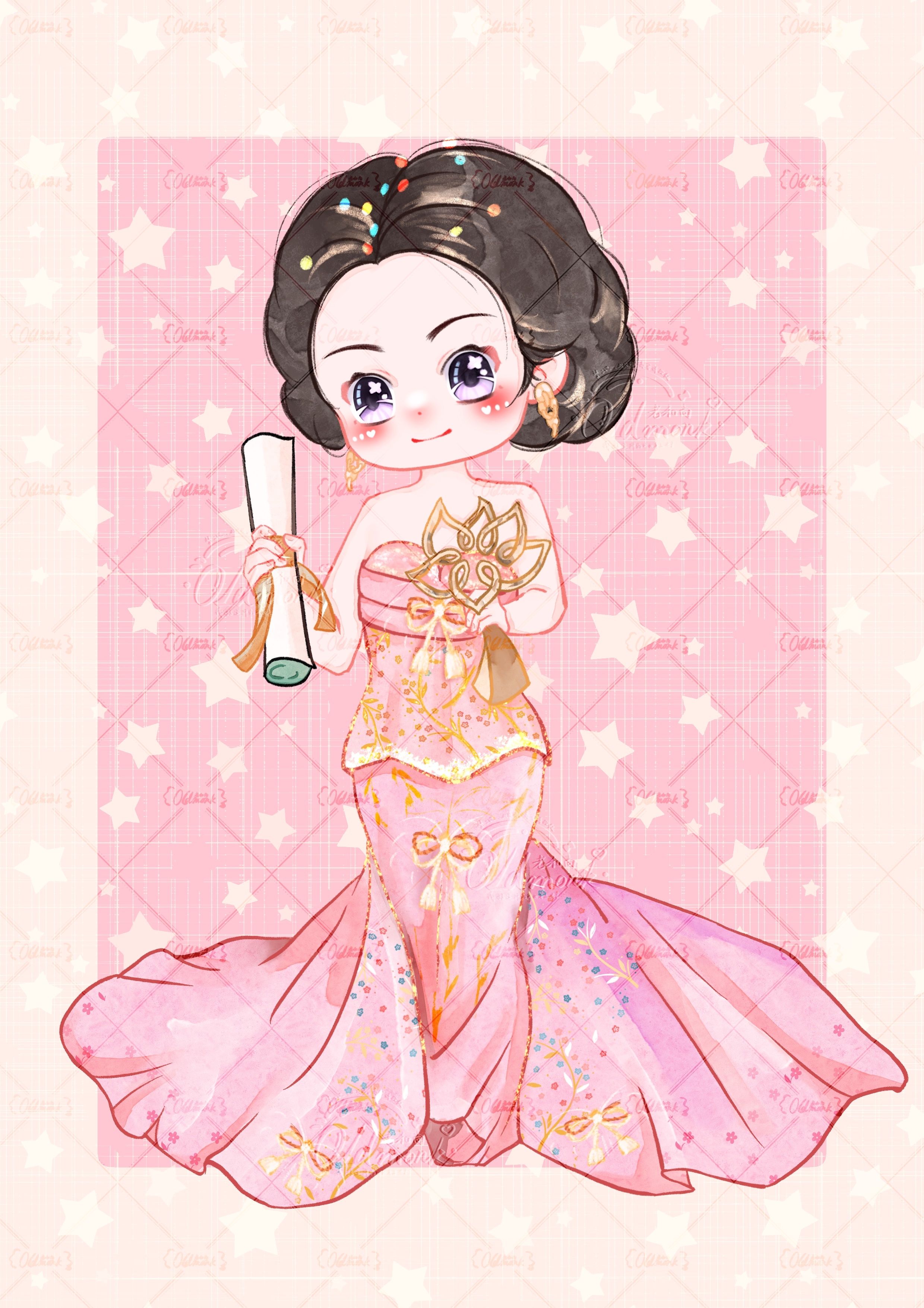 杨紫白玉兰视后 我终于画好了我们的视后杨紫白玉兰q版手绘杨紫白菊