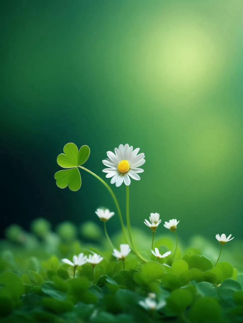 四叶草遇见了小雏菊，寓意幸运和开心快乐时时伴随着你。 