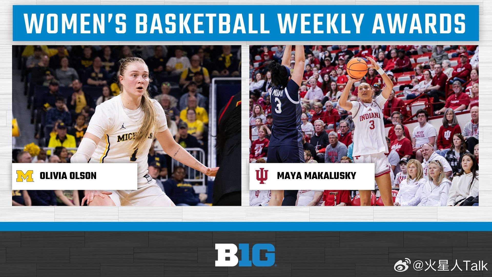 Big Ten联盟第17周表现奖（2025-2026赛季）。NCAA男篮最佳球员