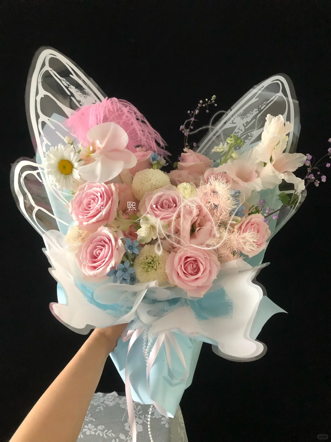 蓝粉色系花束