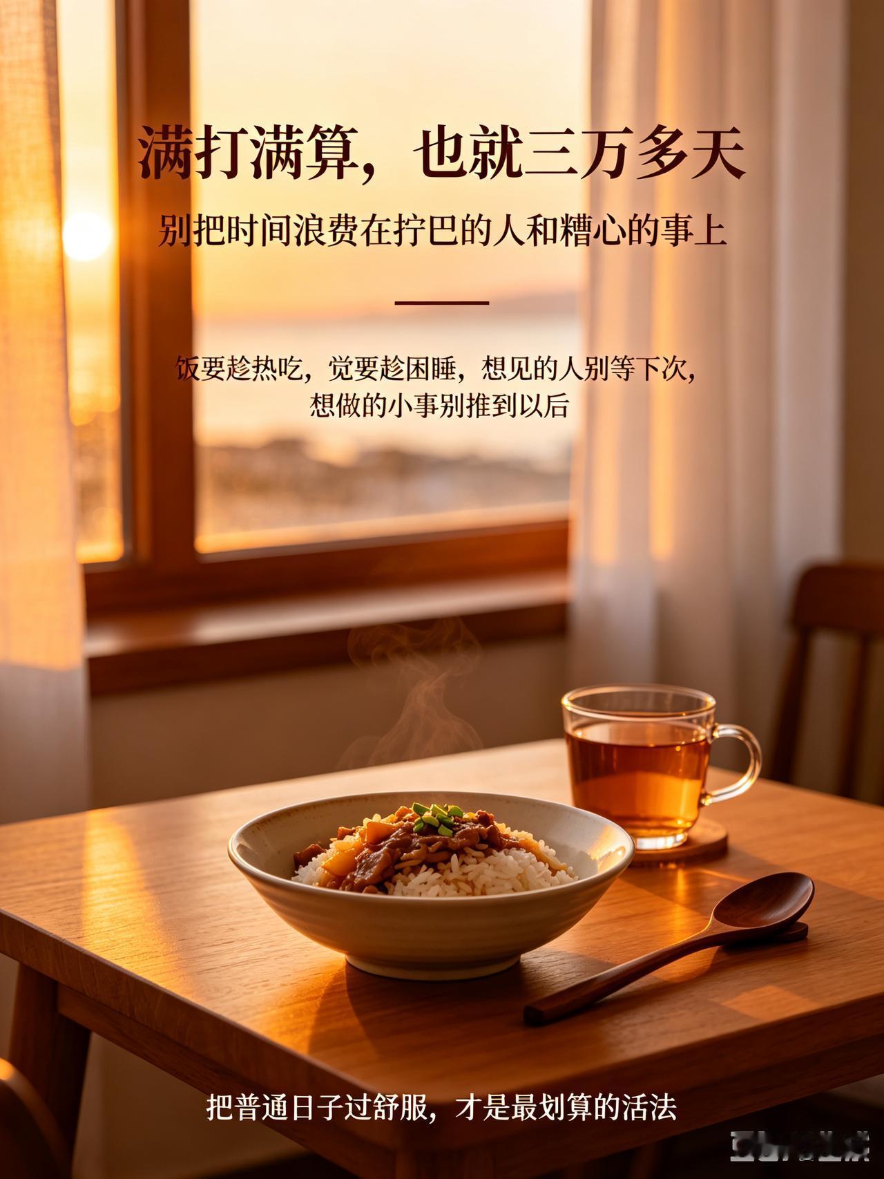 人这一辈子，说长不长，说短不短，满打满算，也就三万多天。
别把时间浪费在拧巴的人