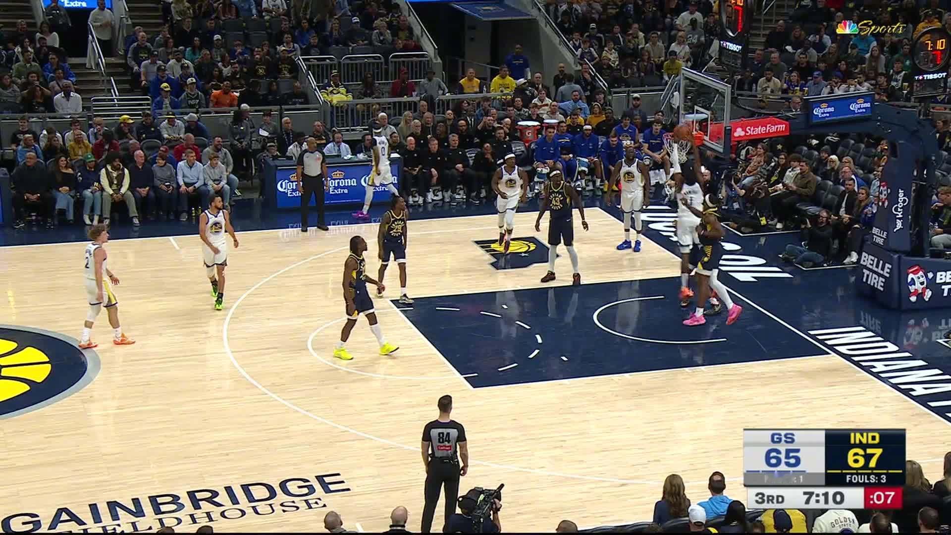 库明加连续扣篮得分！勇士vs步行者 ​​​