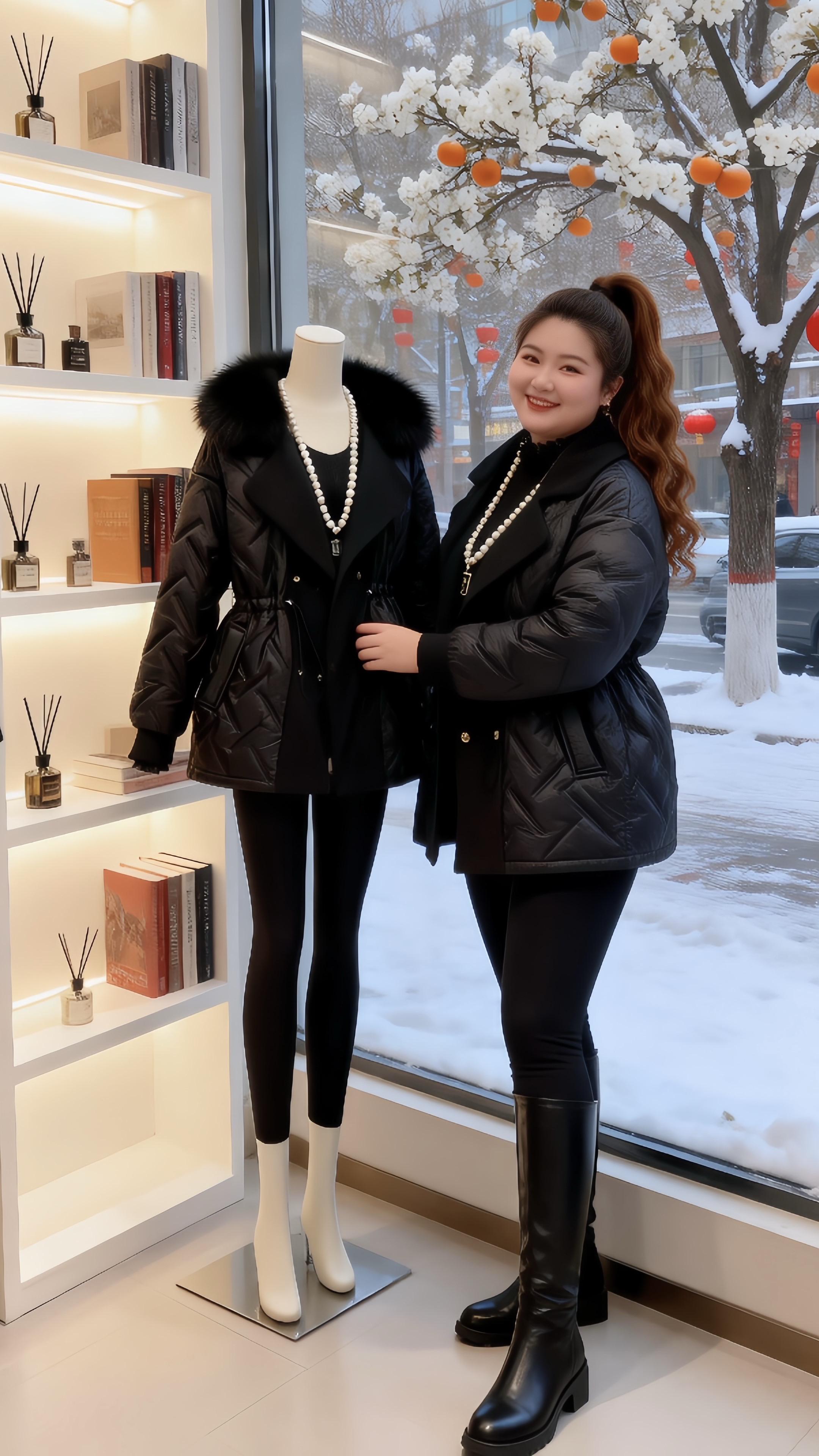 大码女装胖妹妹的冬季有效穿搭冬天一秒出门的百搭外套梨形身材如何拿捏秋冬...