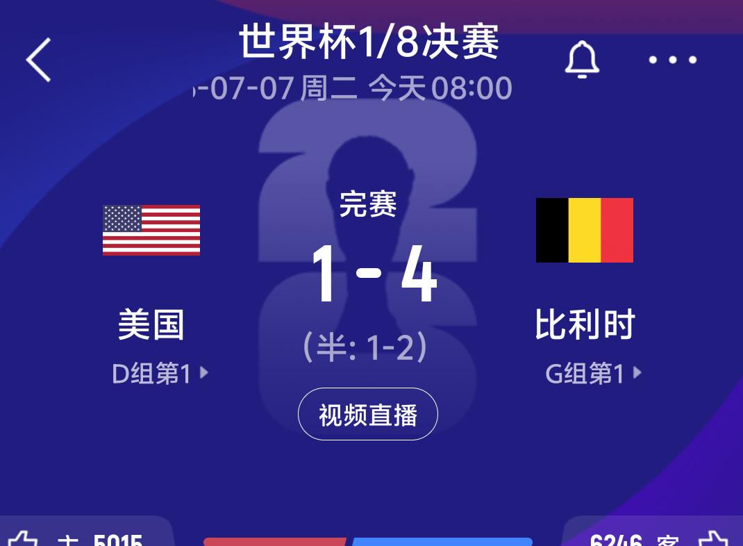 从八强看各大洲足坛特性
随着比利时4:1淘汰东道主美国进八强，世界杯八强基本敲定