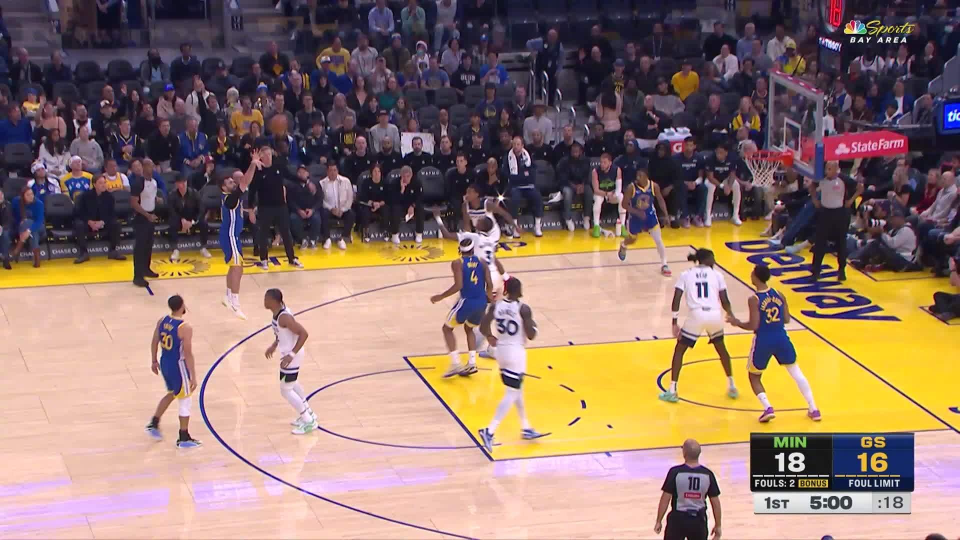 斯宾塞远投三分！森林狼vs勇士