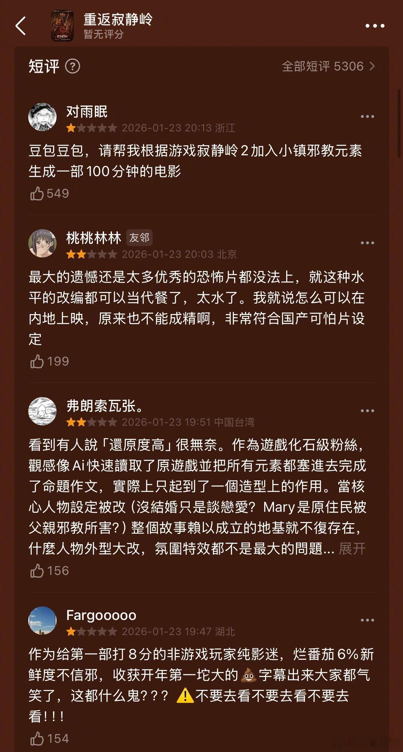 看豆瓣短评《重返寂静岭》是部大烂片 