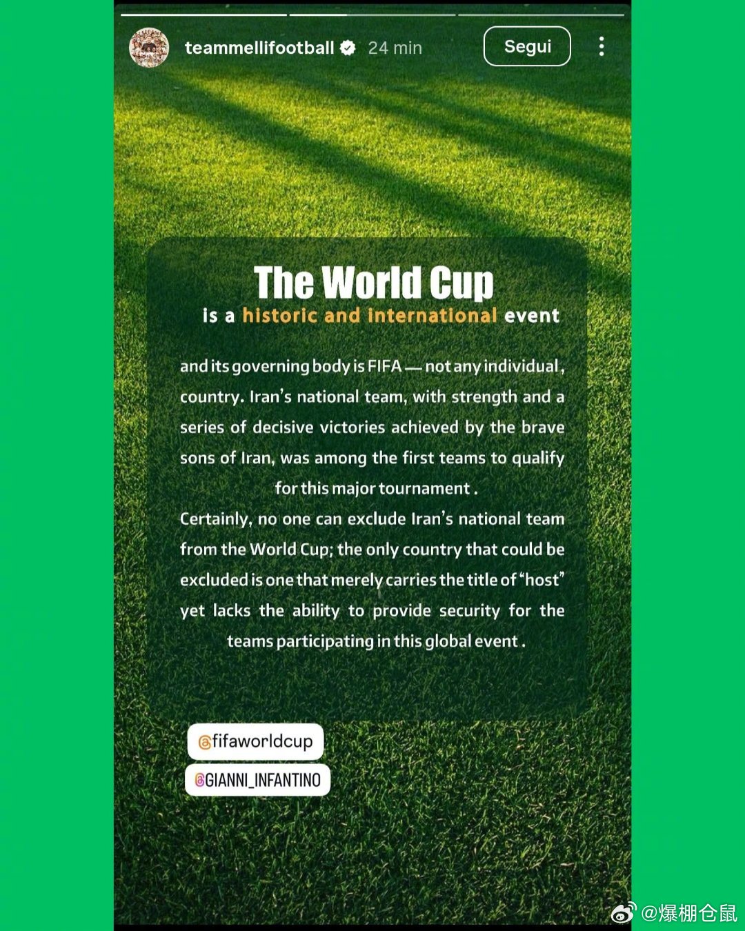【回应】美国总统特朗普在社交媒体上发文，表示欢迎伊朗参加世界杯，但出于安全考虑，