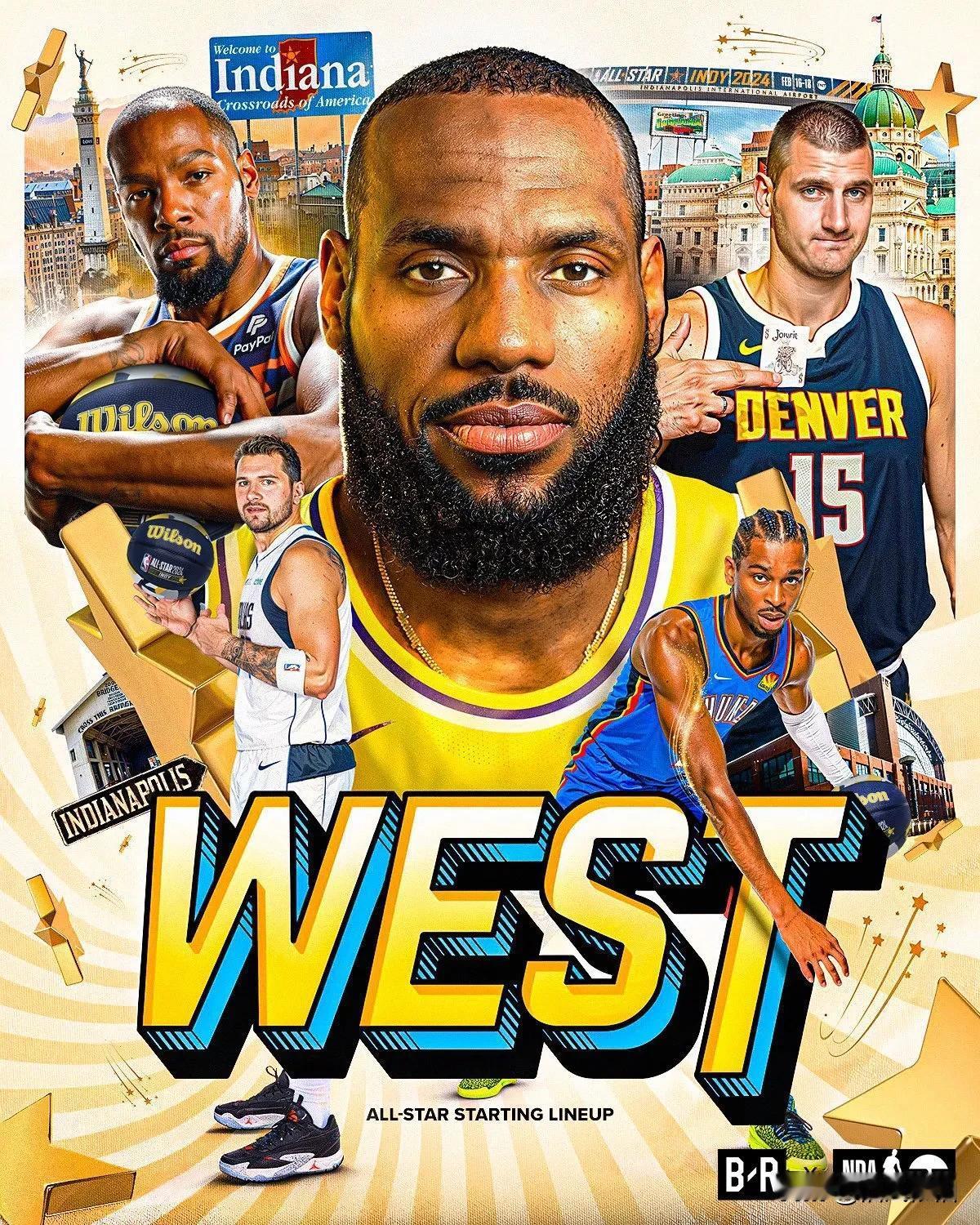 NBA全明星先发阵容公布

东部：阿德托昆博（队长）、恩比德、塔图姆、哈利伯顿、