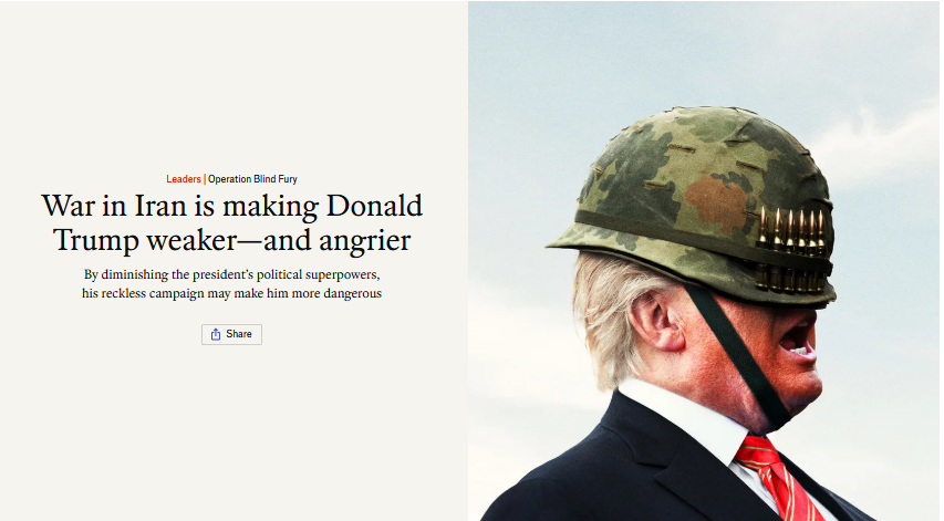 经济学人：伊朗战争让特朗普的处境更加艰难，也让他变得更加危险 伊朗导弹击中以色列
