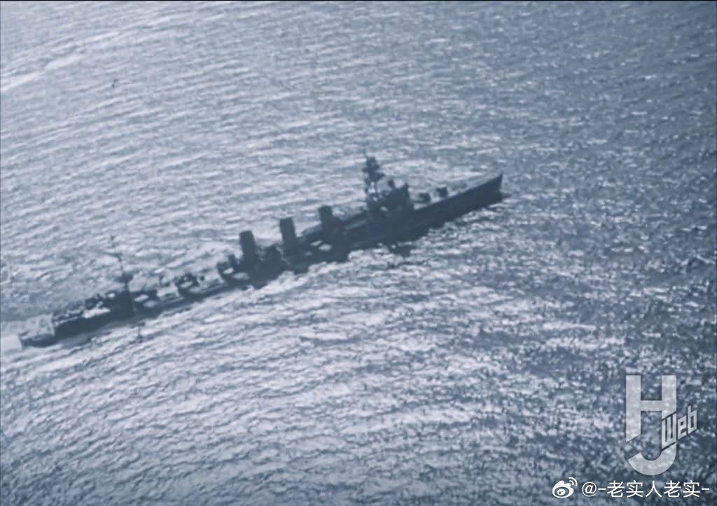 少见的照片：出海训练的大井号轻巡洋舰，摄于1944年1月。此时的她已经是少见的长
