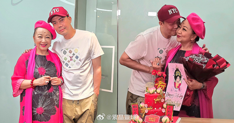 【明報即時】謝天華獻吻預祝薛家燕76歲生日 難忘昔日一起登台 謝天華為家燕姐預祝