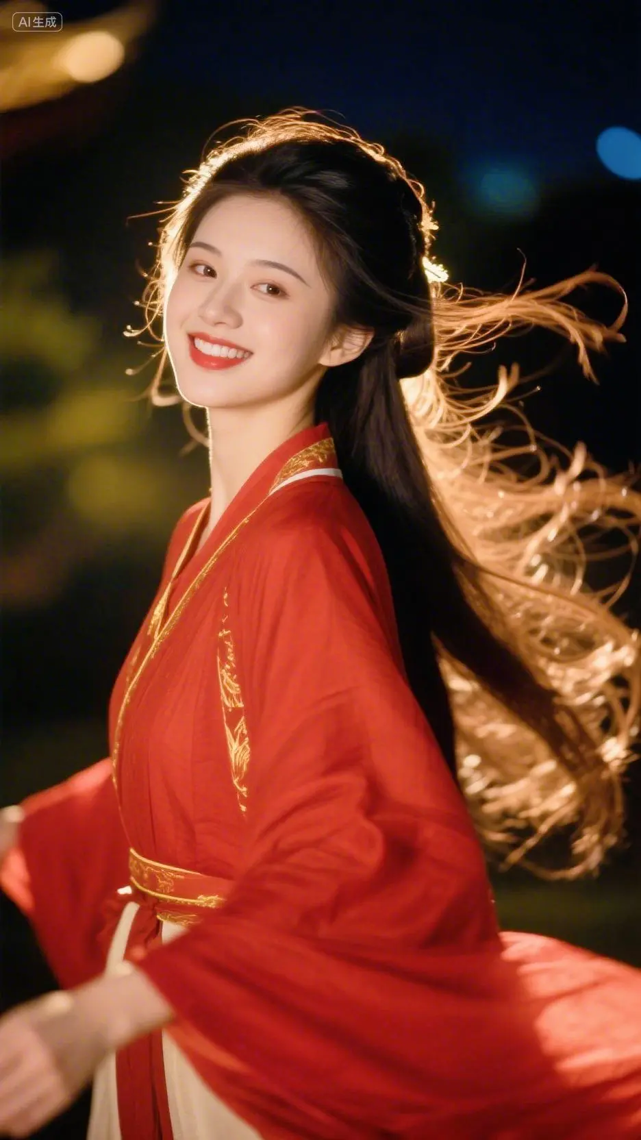 即梦AI 清纯甜美 古风 红色汉服 穿上古装梦回千年