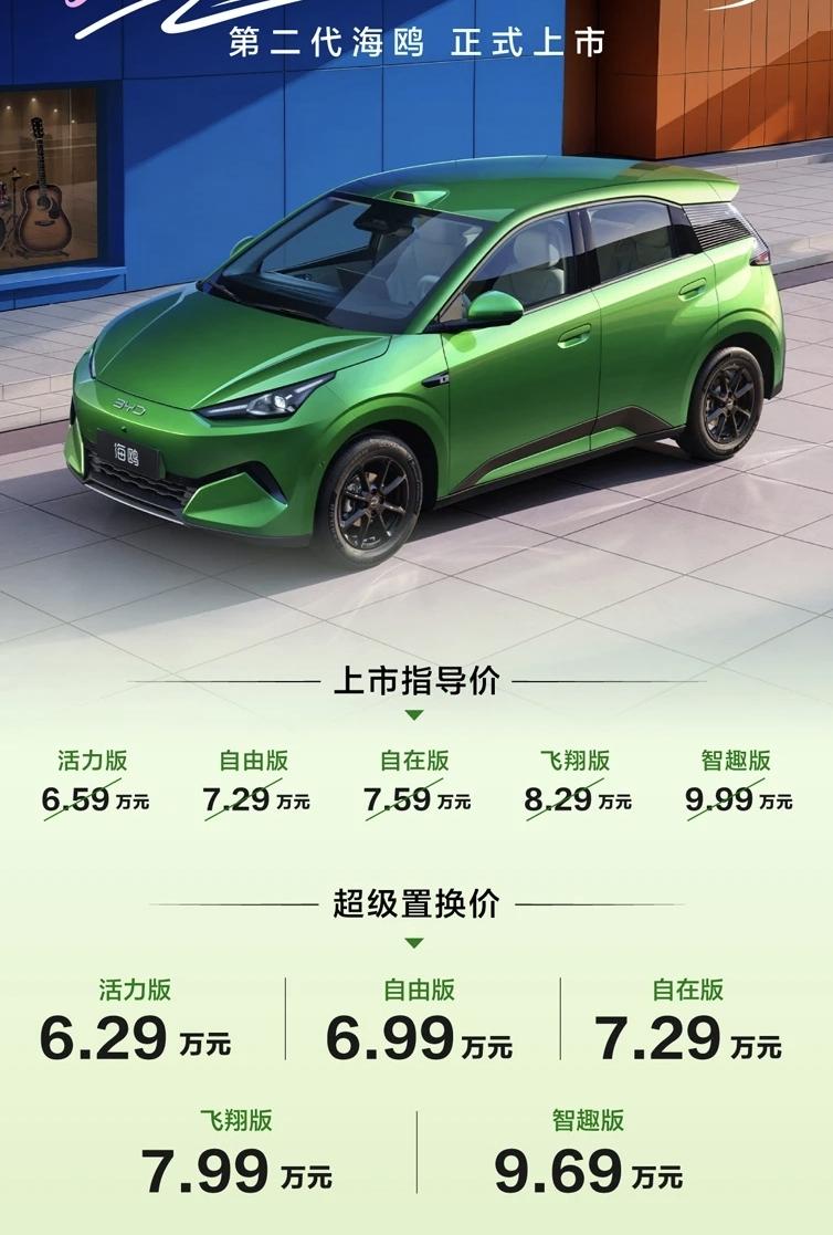 全新闪充海鸥上市了，6.29万的起售价非常惊喜！
7.59万的自在版即最低配闪充