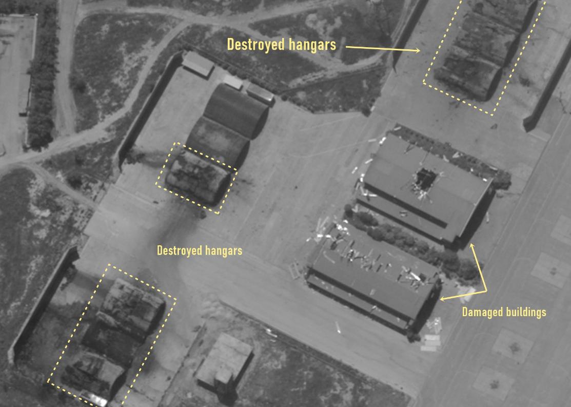 近期针对伊朗设拉子空军基地（第7战术空军基地）的卫星图像显示，该基地遭到了美军空