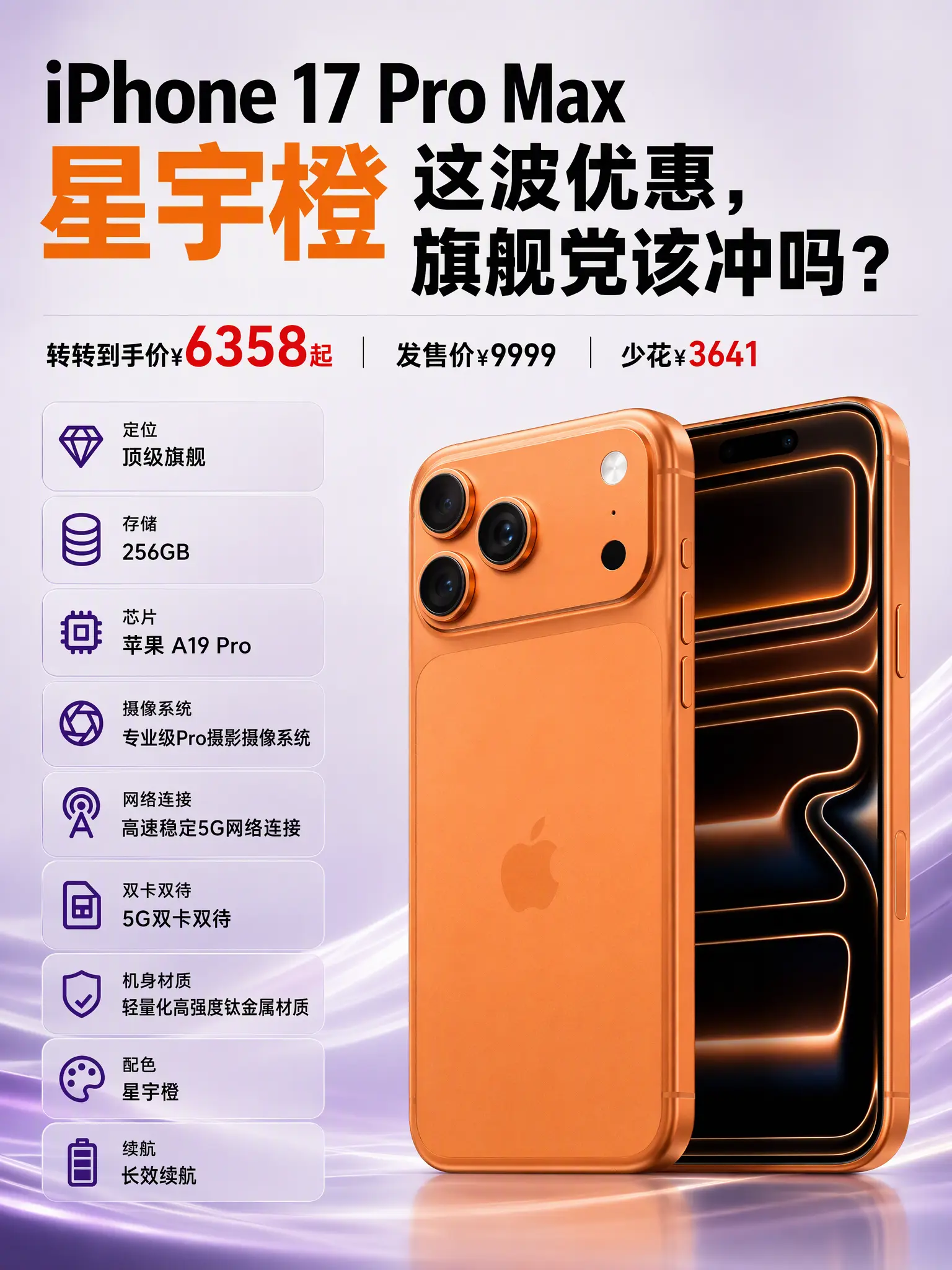 6千多拿下iPhone17ProMax？想要换新旗舰的看过来！星宇橙配...