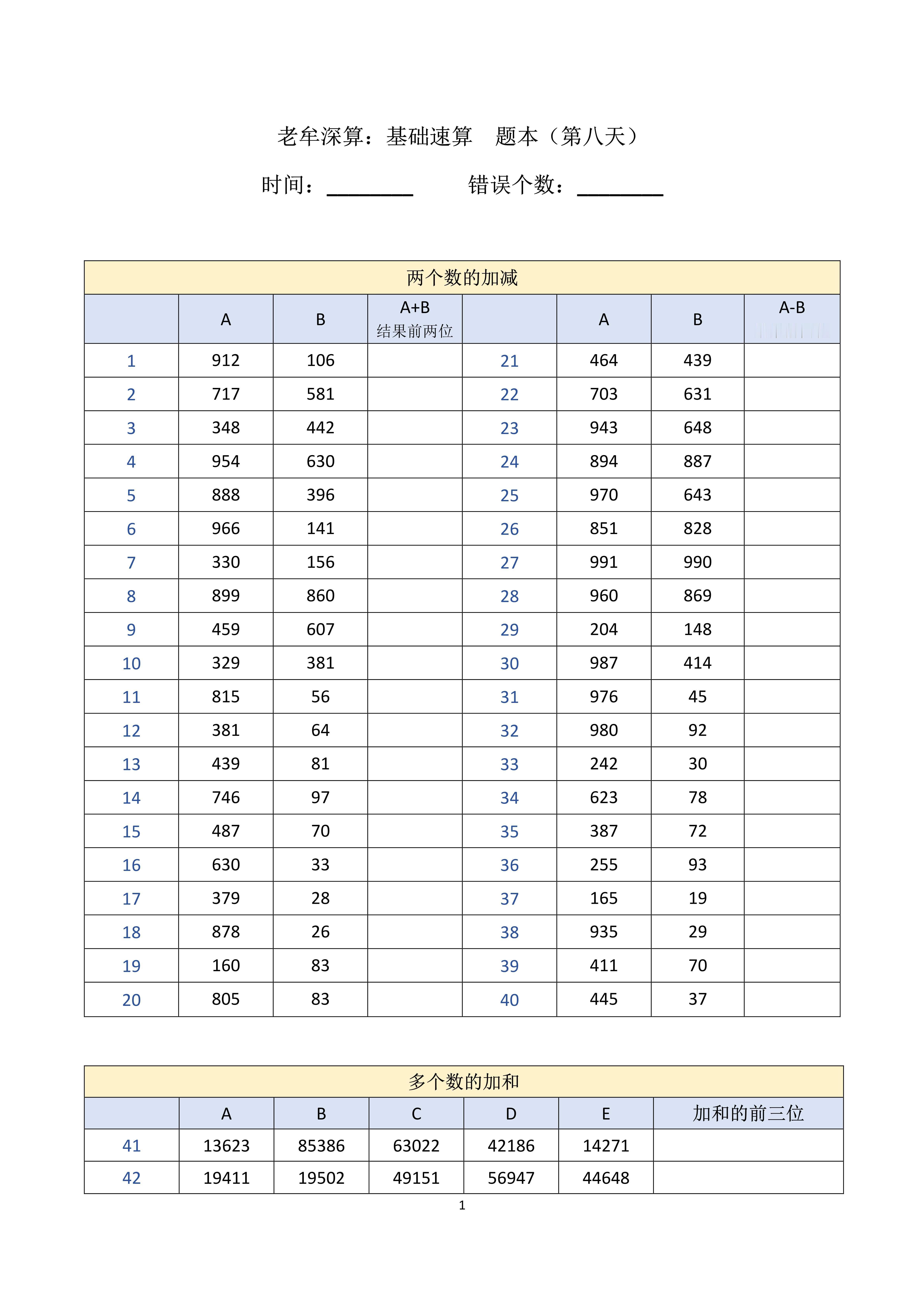 国考 省考 老牟深算-基础速算（第八天），打卡：时间+错误个数 ​​​