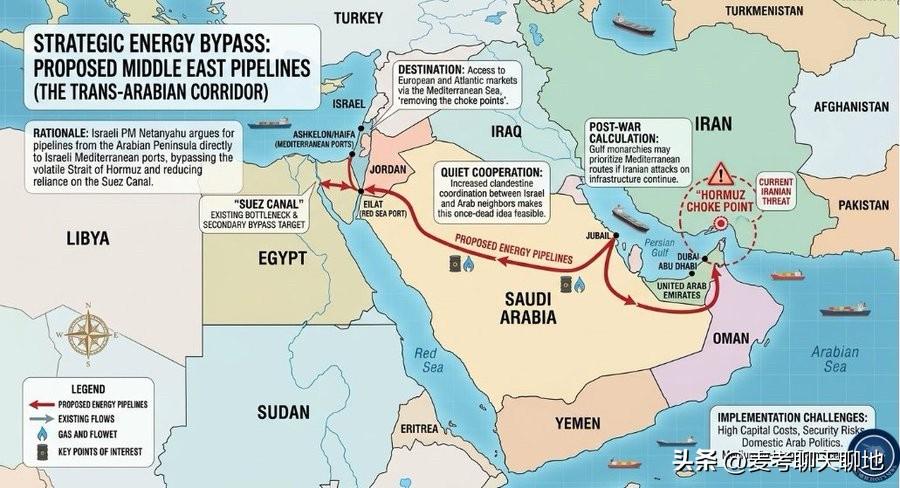 内塔尼亚胡刚刚提出了最具地缘政治爆炸性的基础设施项目，一条从阿拉伯湾直通以色列地
