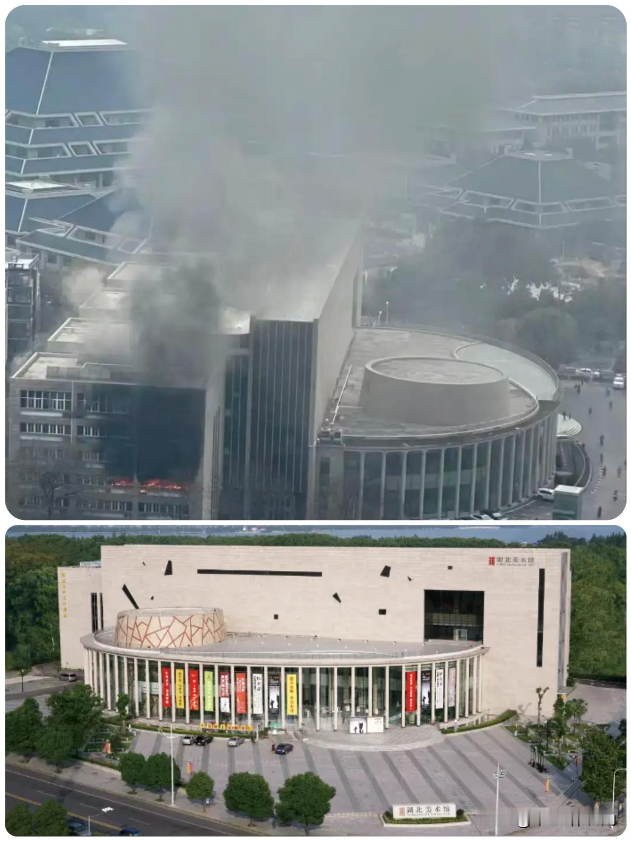 这火烧得太懂事了，简直像是装了北斗导航。

湖北美术馆这一把火，完美的避开了所有