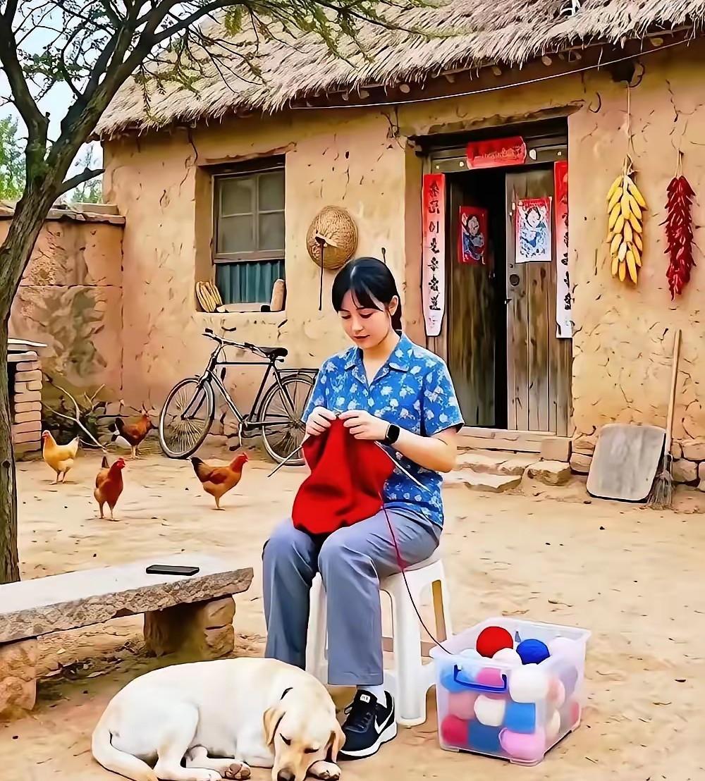 那个年代，人们都住过土坯房、茅草屋，骑着“38大杠”。闲暇时分，妇女们便织起毛衣