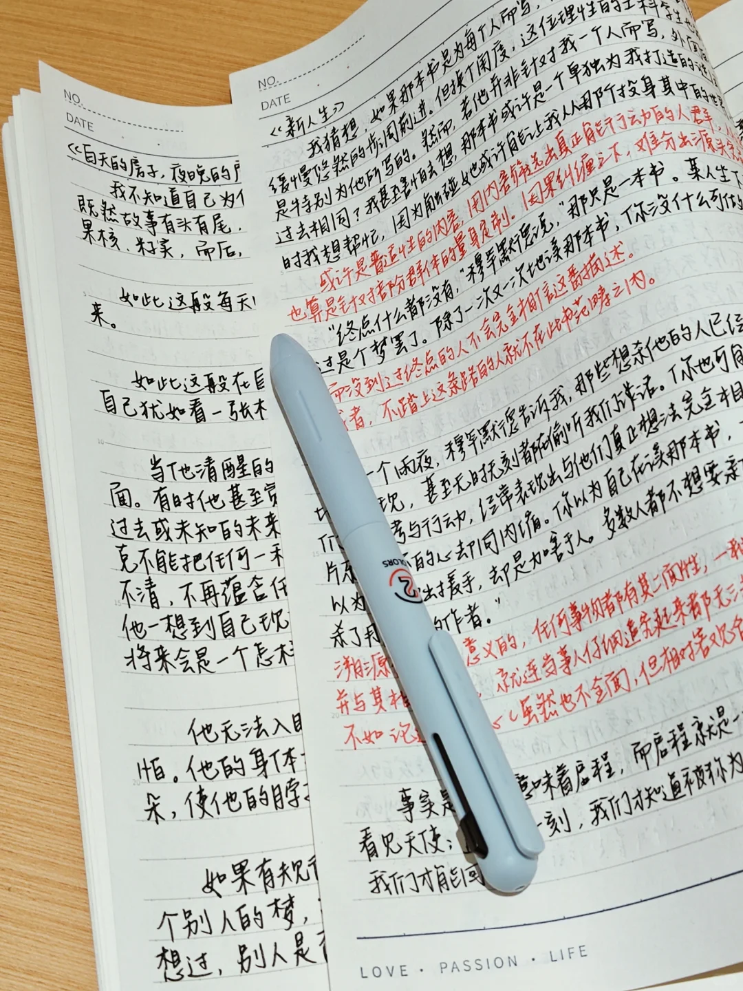 喜欢在因为写满字而凹凸不平的纸张背面写字