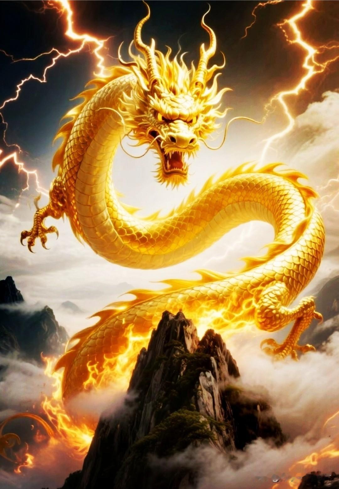 电闪金龙现，好运连年见。