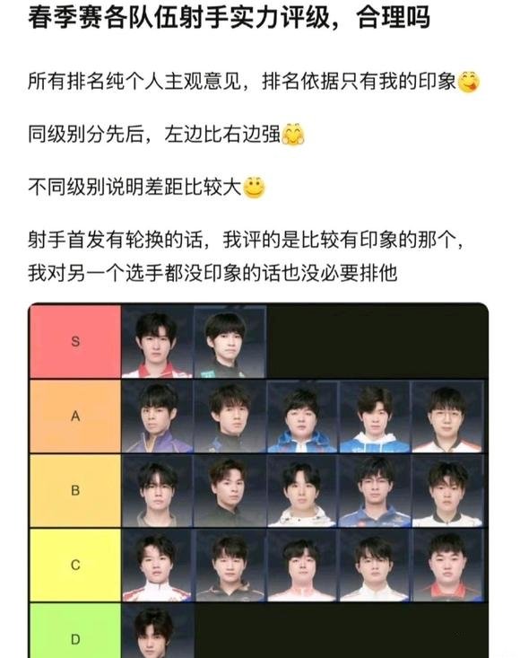 2025KPL春季赛 kpl 王者荣耀 网友自制的春季赛各队伍射手实力评级一诺、