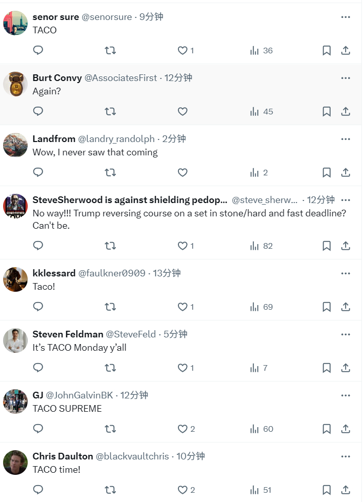 中美再次暂停实施24%关税90天好家伙，美媒评论区一水的TACO，他们怎么那么多