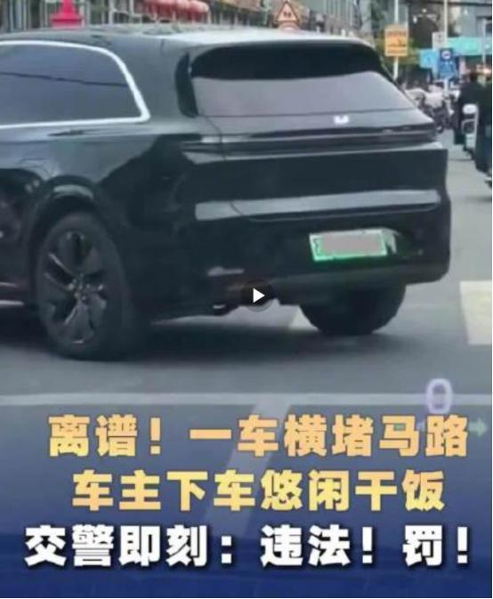 把马路当自己家了！呼和浩特，一男子驾驶一辆理想汽车，带着一家人前去就餐，到达目的