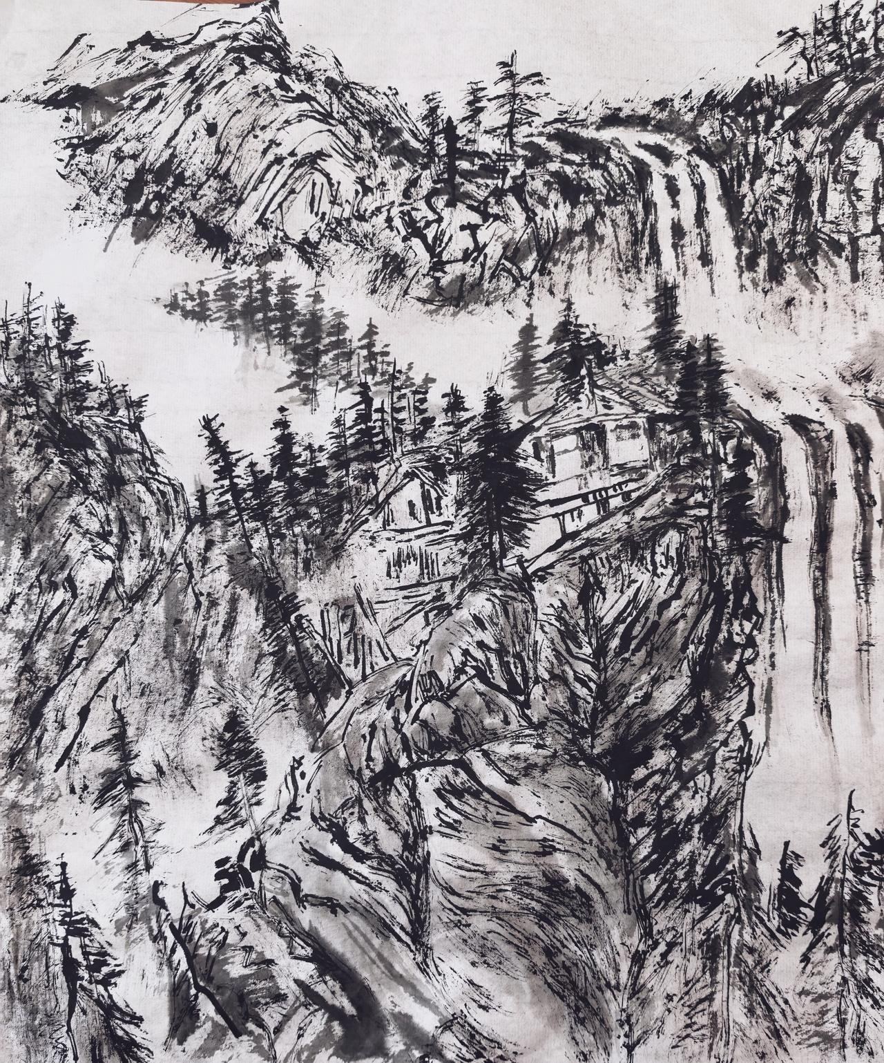 上班是为了生存，退休进山，是寻求一种空悬之地。做自己喜欢的事情。不用工笔细描，凭