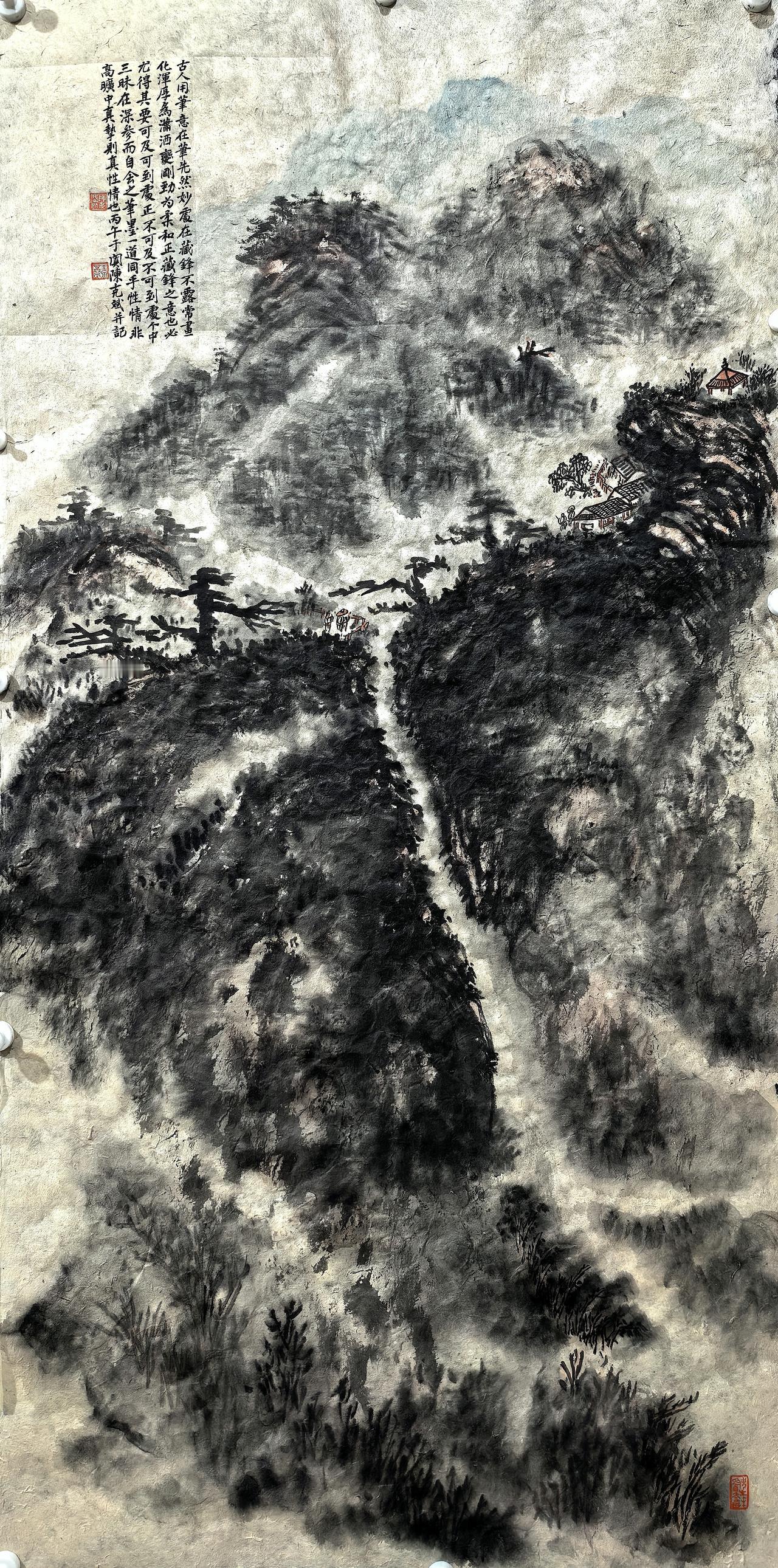 高山流水遇知音今日暖心语录 
同学来访，不觉半百矣！
丙午春于阗陈克斌泼墨山水玉