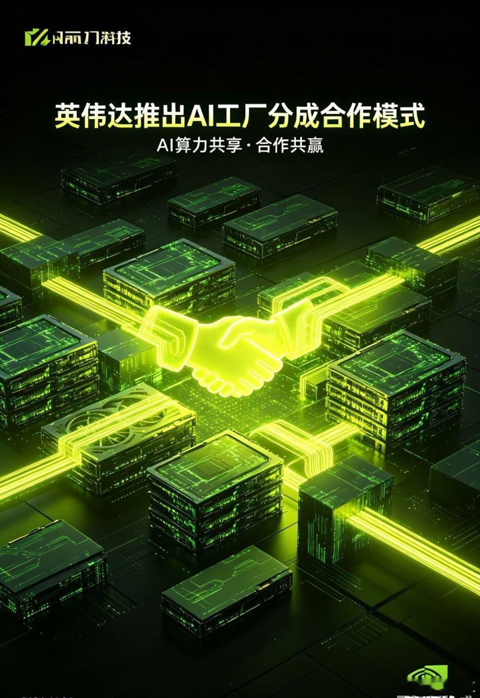  英伟达推出全新AI工厂分成合作模式，主要面向中小型云厂商和AI创业团队，推出算