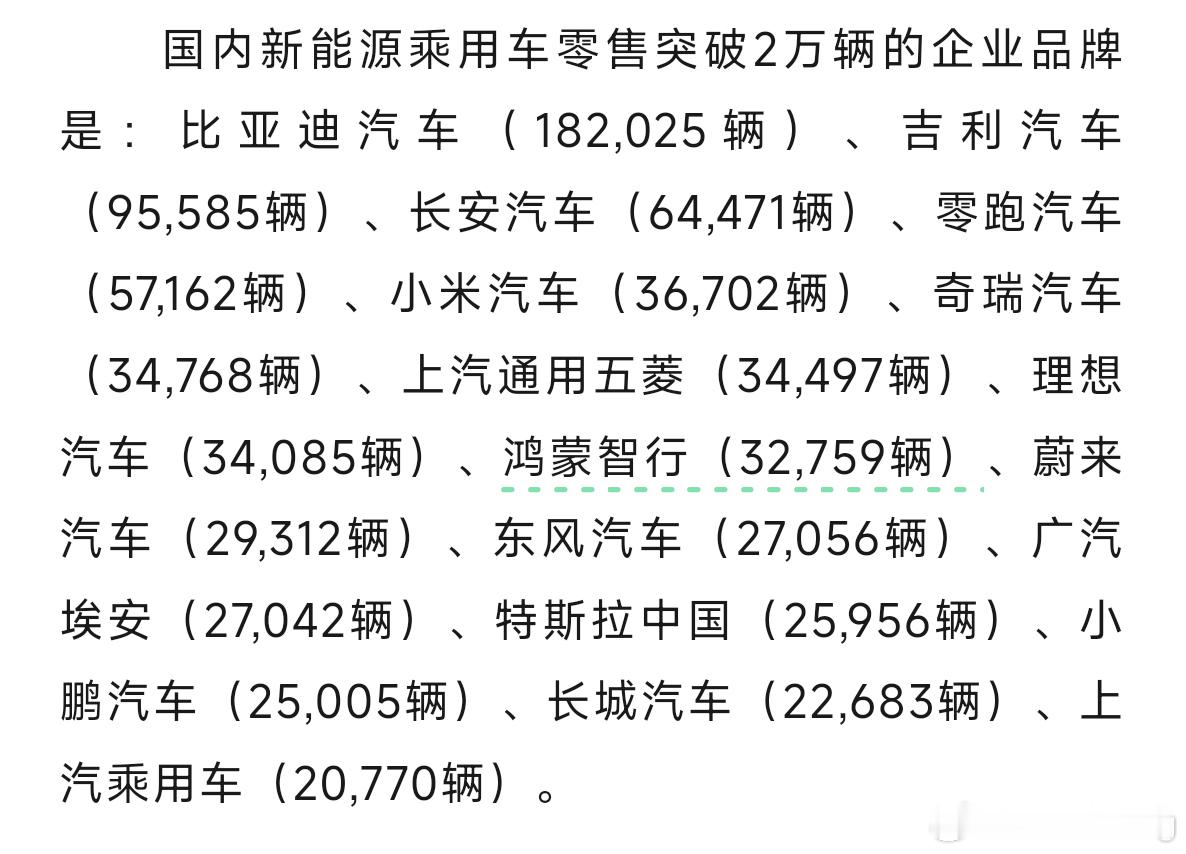 这热搜也没说清楚，小米是在国内新能源乘用车销量排到国产前五。当然，对一家进入汽车
