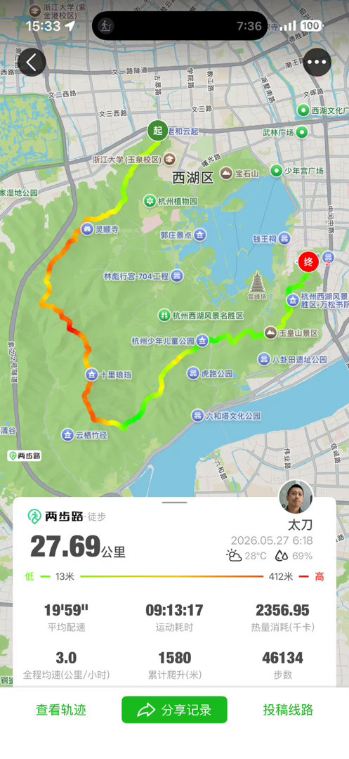 二心二毅了，还缺个双心线但感觉现在的体能支撑不了，手表电量也支持不了，这次又是到