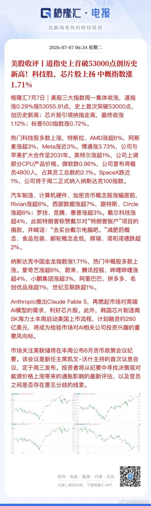 科技底气足！三星二季度利润同比增长18倍！隔夜美股最有意思地方是：白宫喊话“去买