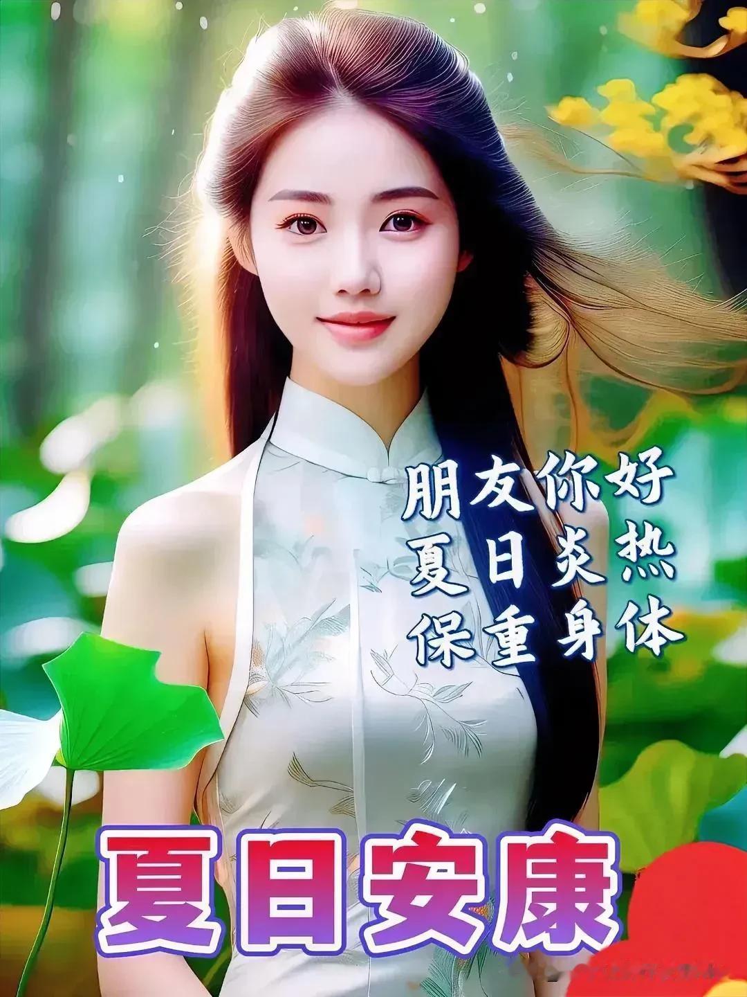 美好清晨，微笑送爽，
快乐心情，晴空朗朗；
欢声笑语，开心纳凉，
茗茶一杯，凝心