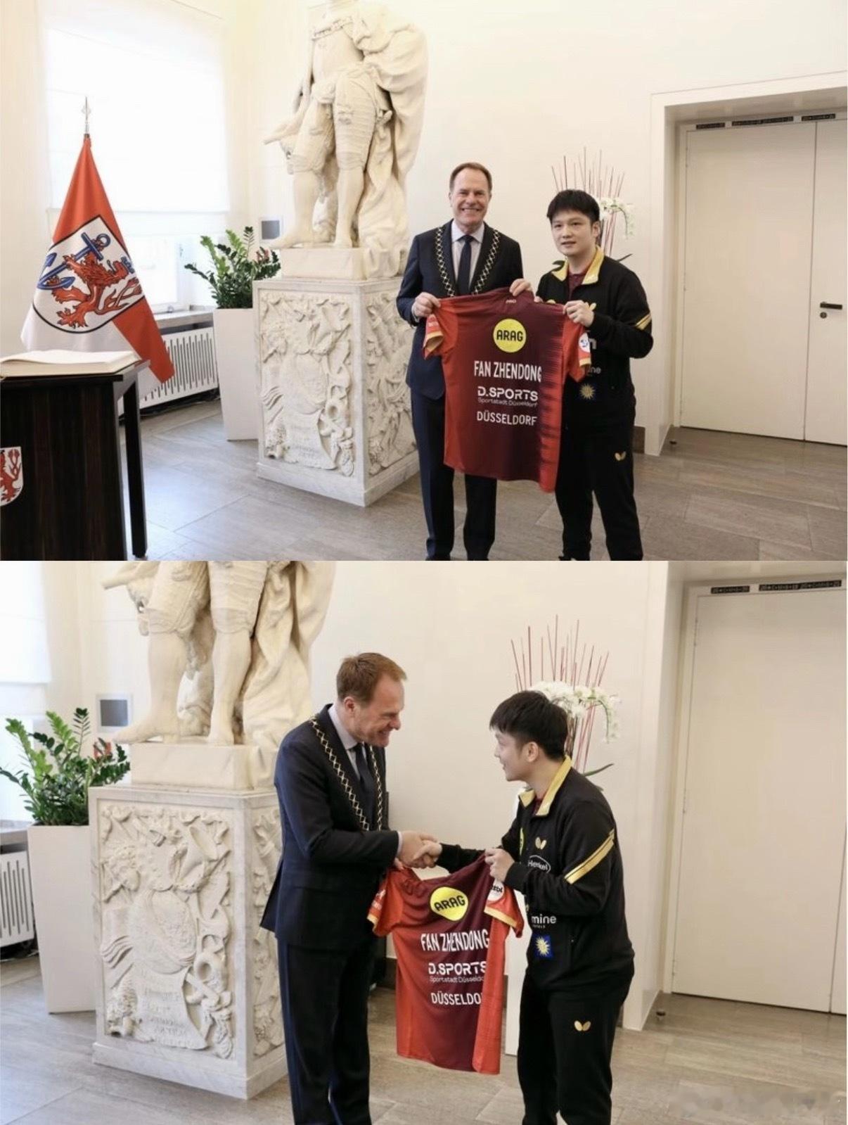 樊振东让德国换球馆前有萨尔布吕肯打样，杜塞尔多夫自然懂樊振东的价值，毕竟连市长都