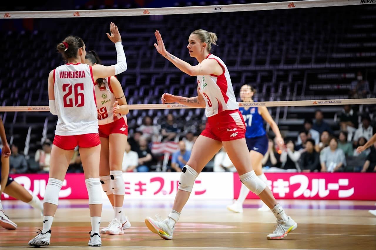 2026年世界女排联赛日本大阪站美国女排vs波兰女排第二局：20-25大比分：1